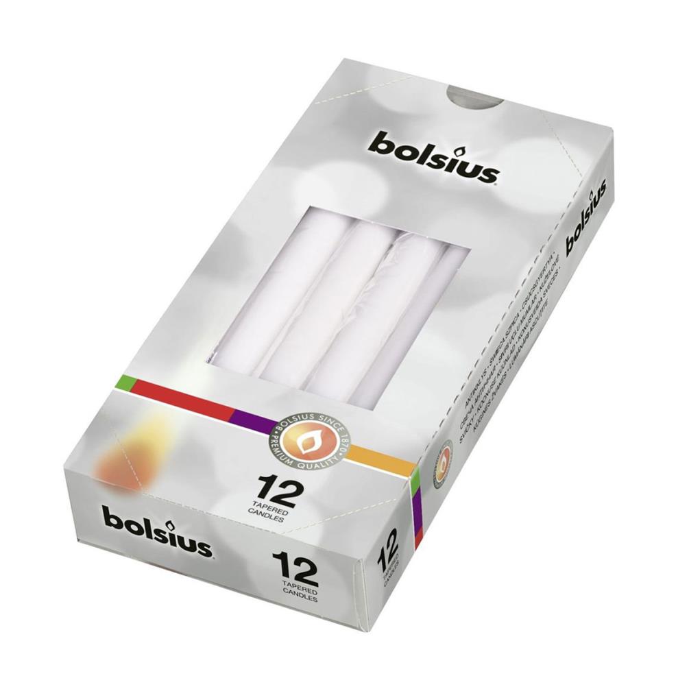 Bolsius White Tapered Candle (Pack of 12) £11.69